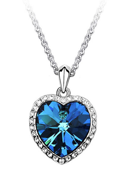 Blue heart necklace 블루하트목걸이/하트보석목걸이/패션목걸이